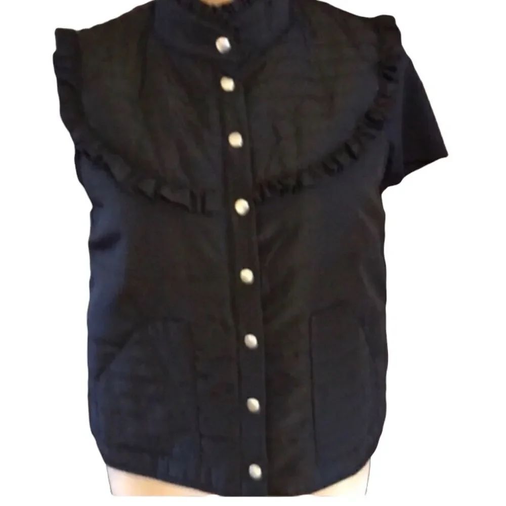 New Directions XL Quilted/Ruffled Black Vest NWT